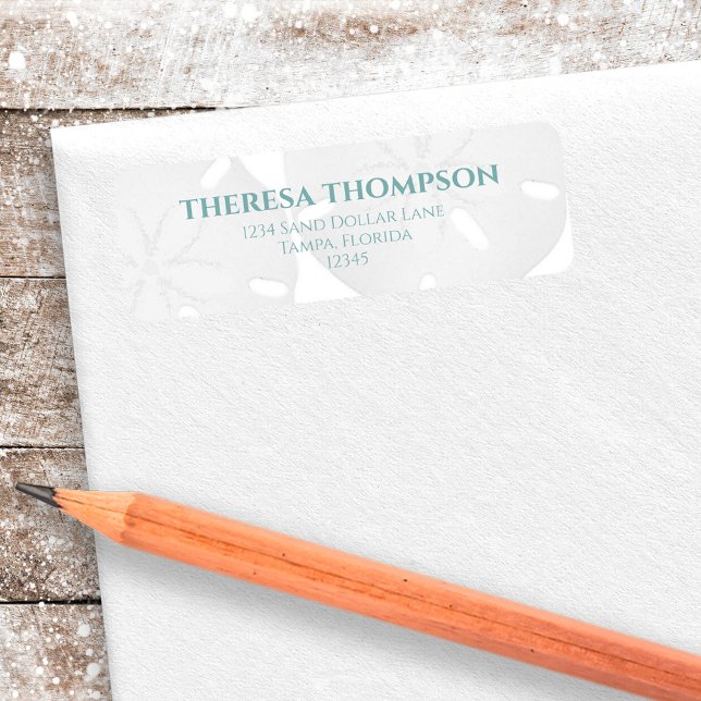 Blue Turquoise Beach Sand Dollar Custom (Beach Sand Dollar Custom Address Labels)