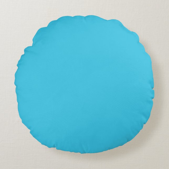 Blue Turquoise colour Round Cushion (Front)