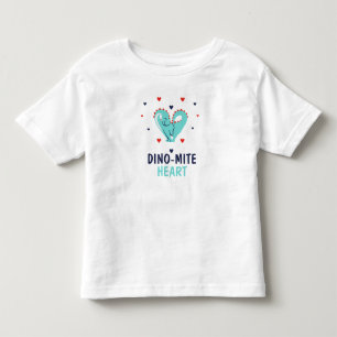 Blue Turquoise Dino-Mite Heart Dinosaur Kids Toddler T-Shirt