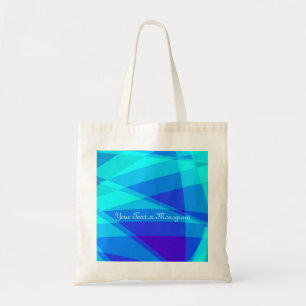 Blue Turquoise Geometric Modern Natural Tote Bag