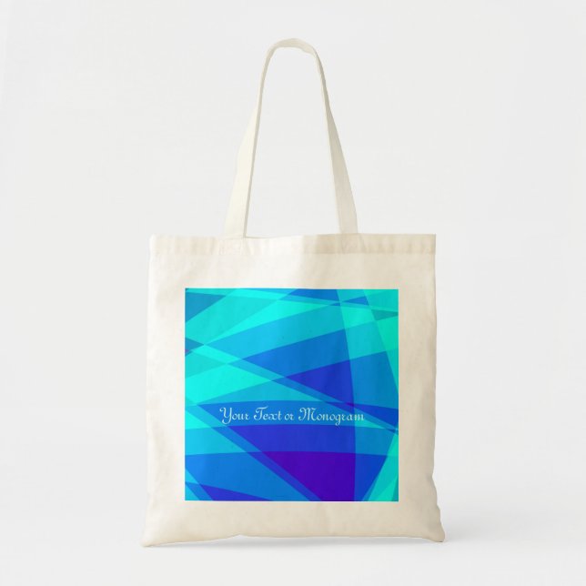 Blue Turquoise Geometric  Modern Natural Tote Bag (Front)