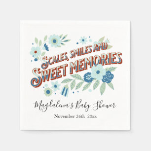 Blue Turquoise Green Flowers Dragon Baby Shower Napkin