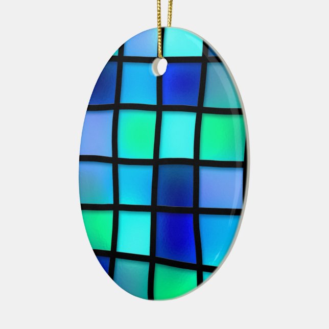 Blue Turquoise Green Purple Stained Glass Art Ceramic Tree Decoration (Left)