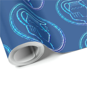 Blue Turquoise Horoscope Zodiac Star Sign Aquarius Wrapping Paper