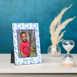 Blue Turquoise Link Hearts Border Replaceable Pic Plaque