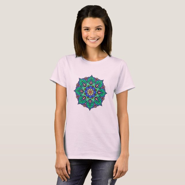 Blue-Turquoise Mandala Classic  T-Shirt (Front Full)