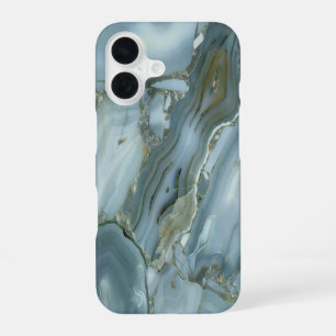 Blue Turquoise Marble Design iPhone  16 Case