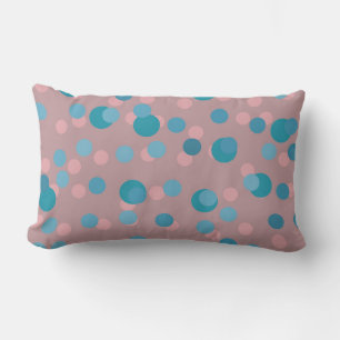 blue, turquoise, mauve and rose polka dots lumbar cushion
