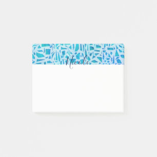 Blue Turquoise Mosaic Glass Tile Modern Custom Post-it Notes