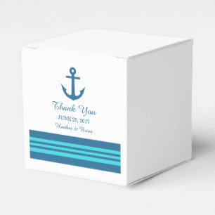 Blue Turquoise Nautical Anchor Favour Boxes