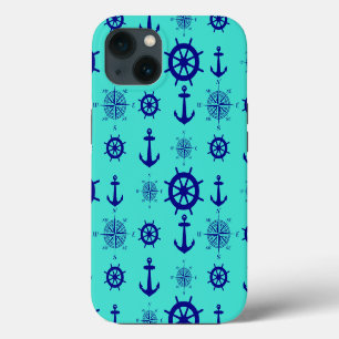 Blue Turquoise Nautical Coastal Boating iPhone 13 Case
