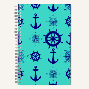 Blue Turquoise Nautical Coastal Boating Notebook