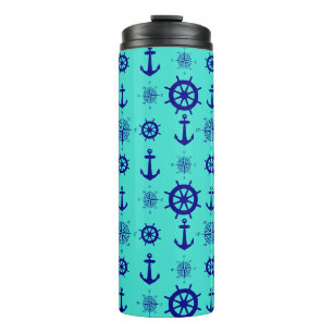 Blue Turquoise Nautical Coastal Boating Thermal Tumbler