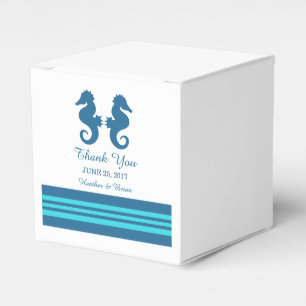 Blue Turquoise Nautical Seahorse Favour Boxes