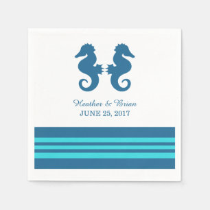 Blue Turquoise Nautical Seahorse Paper Napkins