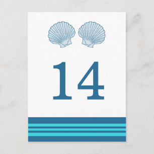 Blue Turquoise Nautical Seashells Table Postcard