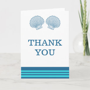 Blue Turquoise Nautical Seashells Thank You Card