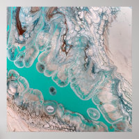 Blue Turquoise Rock Look Marble Art Unique