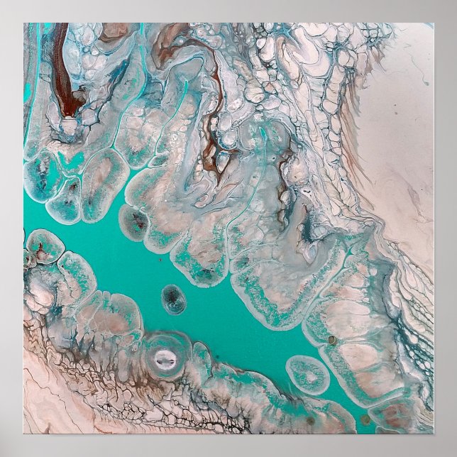 Blue Turquoise Rock Look Marble Art Unique Poster (Front)