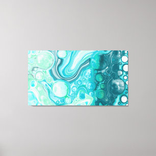 Blue, Turquoise Sea Waves and Bubbles Canvas Print