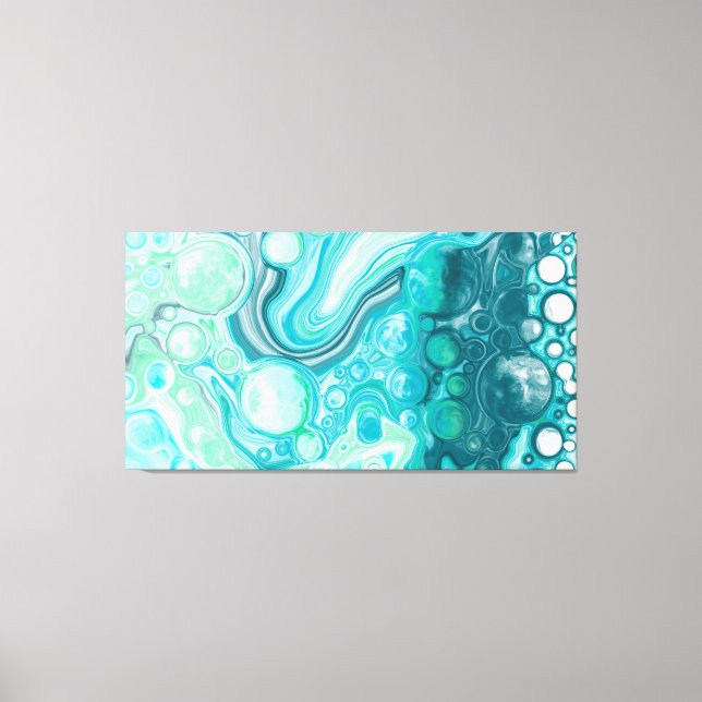 Blue, Turquoise Sea Waves and Bubbles     Canvas Print (Front)