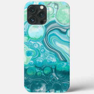 Blue, Turquoise Sea Waves and Bubbles iPhone 13 Pro Max Case