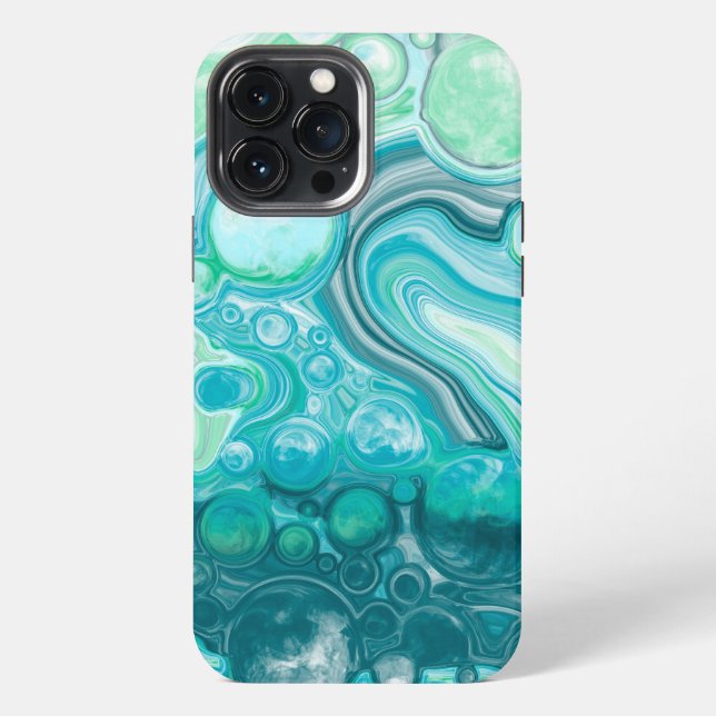 Blue, Turquoise Sea Waves and Bubbles    iPhone Case (Back)