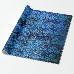 Blue Turquoise Stars Galaxy Startled Confetti Wrapping Paper