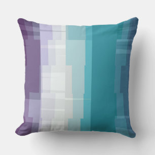 blue, Turquoise, white and Purple geometric Cushion