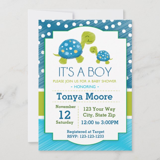 Blue Turtle Baby Shower Invitation (Front)