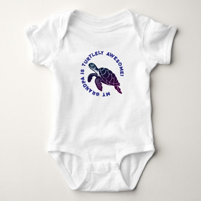 Blue Turtle GRANDPA Baby Bodysuit (Front)