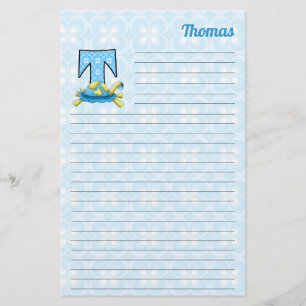 Blue Turtle Mongram "T" Lined Stationery