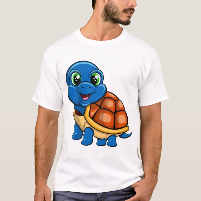 Blue turtle sticker T-Shirt (Front)