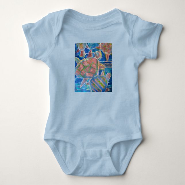Blue Turtles baby romper Baby Bodysuit (Front)