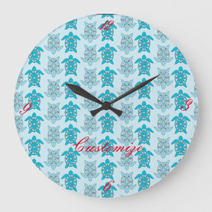 Blue Turtles Swimming Thunder_Cove Large Clock
