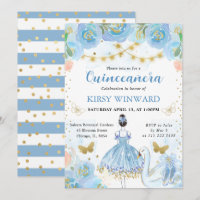 Blue Tutu Black Hair Ballerina Quinceanera