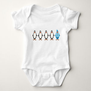 Blue tux penguin baby bodysuit