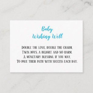Blue Twin Baby Boys Wishing Well Baby Shower Enclosure Card
