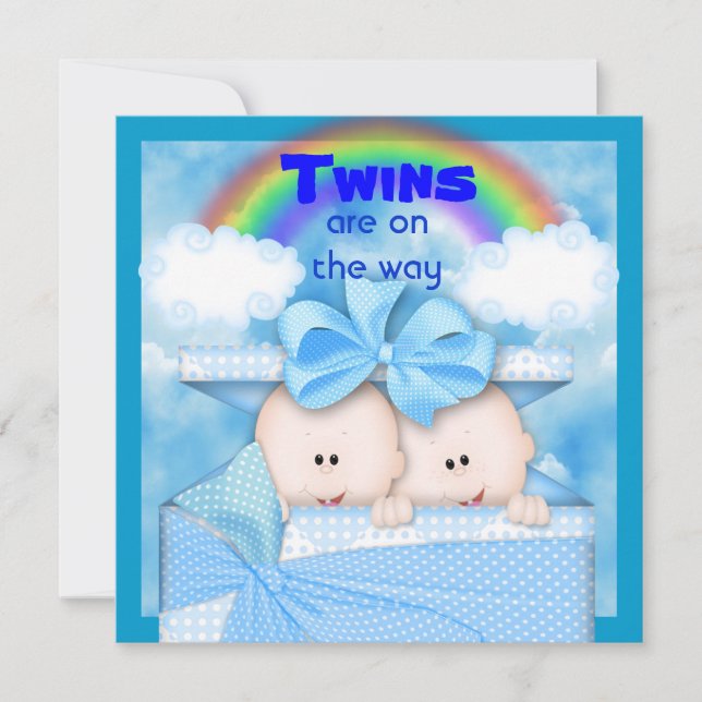 BLUE TWIN  Baby Shower  Invitation (Front)