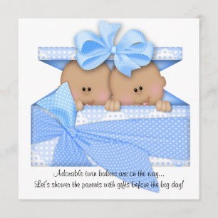 Blue TWIN Baby Shower Invitation African American