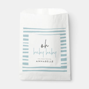 Blue twin baby shower typography modern favour bags