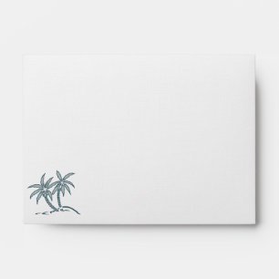 Blue Twin Tropical Palm Trees Stationery Envelope