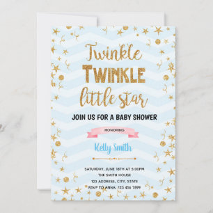 Blue twinkle little star birthday shower card