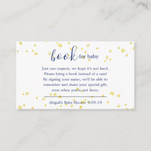 Blue Twinkle Little Star Book Request Baby Shower Enclosure Card