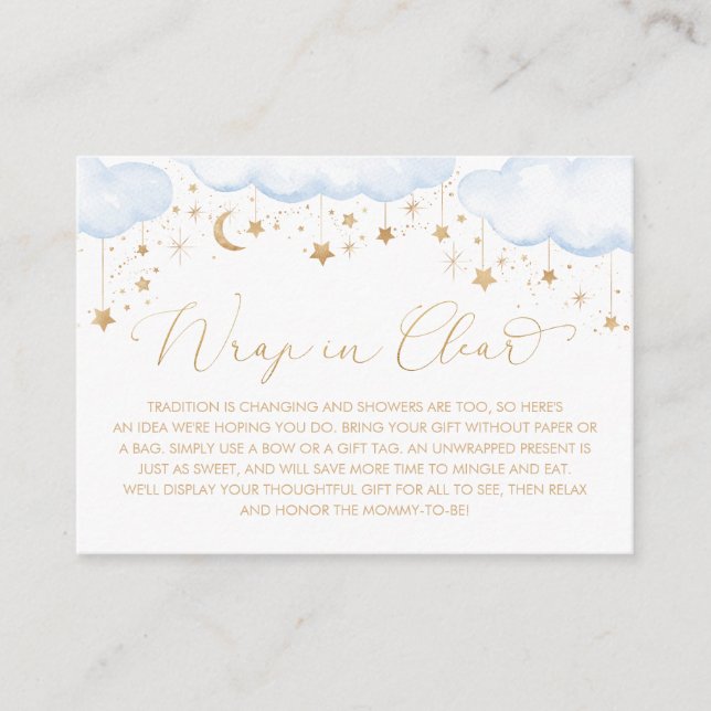Blue Twinkle Star Baby Display Shower Wrap Clear  Enclosure Card (Front)