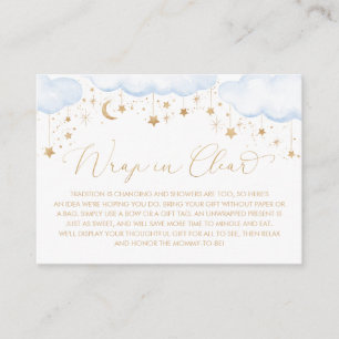 Blue Twinkle Star Baby Display Shower Wrap Clear Enclosure Card