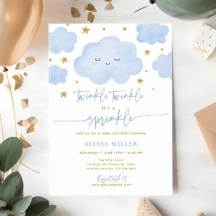 Blue Twinkle Star Cloud Baby Sprinkle Invitation