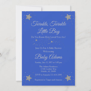 Blue Twinkle Twinkle Little Boy Baby Shower  Invit Invitation
