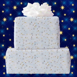 Blue Twinkling Stars Holiday Giftwrap Wrapping Paper