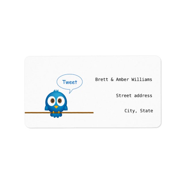 Blue twitter bird cartoon address labels (Front)